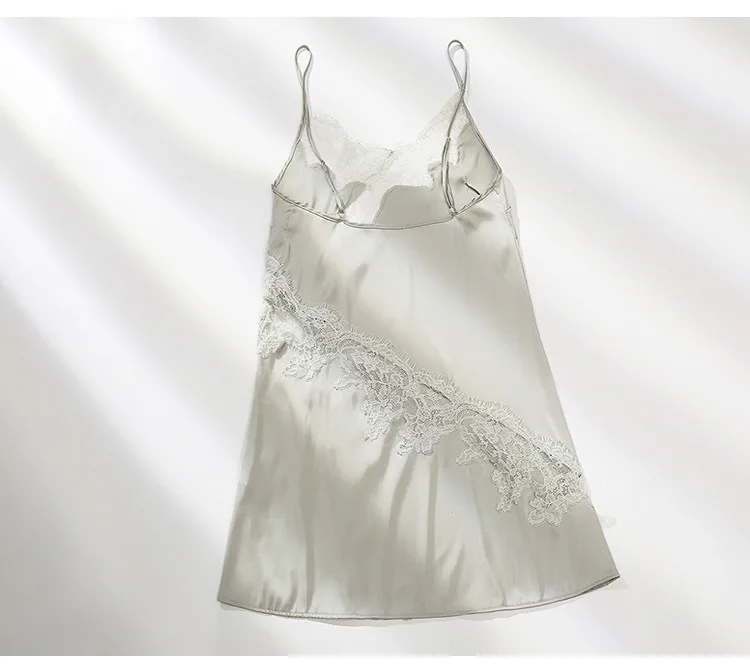 Элегантное кружевное белье, французская ночная рубашка, домашняя одежда, v-образный вырез, на бретелях, шелковое Ночное платье, сексуальные ночные рубашки, женская одежда для сна, ночная рубашка