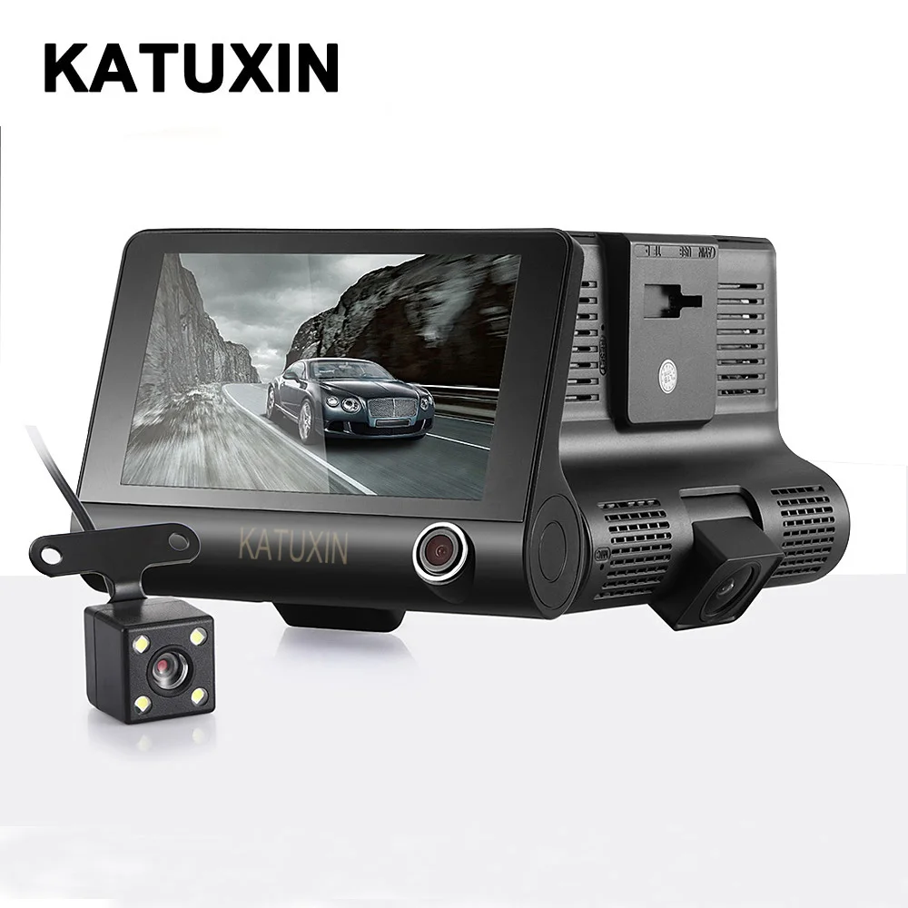

Car DVR 3 Cameras Lens 4.0 Inch Dash Camera Dual Lens With Rearview Camera Video Recorder Auto Registrator Dvrs Dash Cam KATUXIN