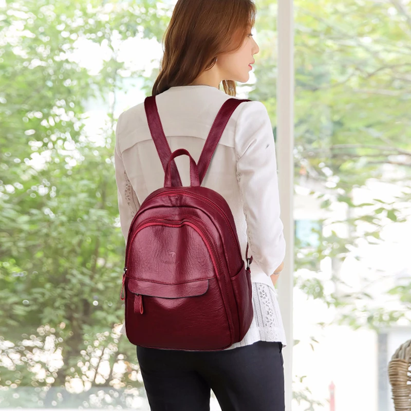 Женские кожаные рюкзаки большой емкости Mochilas Школьный рюкзак в консервативном стиле женский рюкзак для путешествий Повседневный Рюкзак