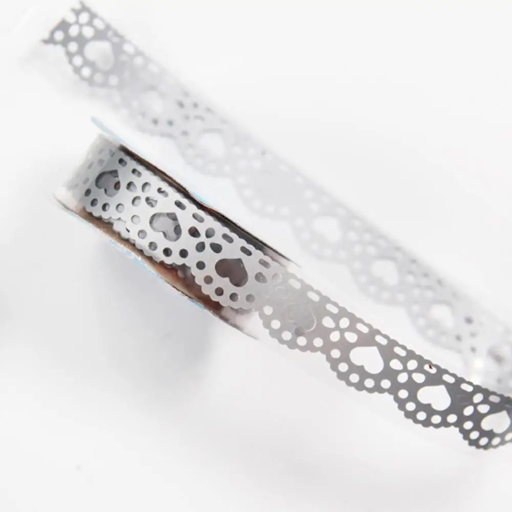 silver 1 шт. цветок маскирующая лента липкая бумага лента альбом декоративный рулон кружева Скрапбукинг Наклейка самоклеющиеся DIY ремесла липкие - Цвет: silver