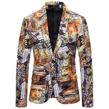Блейзер, мужской костюм, осенняя одежда, винтажный этнический принт, на пуговицах, цветочный костюм, приталенный Блейзер, мужской пиджак, hombre, уличная одежда 9,27