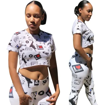 

2020 Raisevern Novetly Print Women Jumpsuit Sexy O Neck Summer 2 Pieces Bodysuit Women Hollow Body Mujer