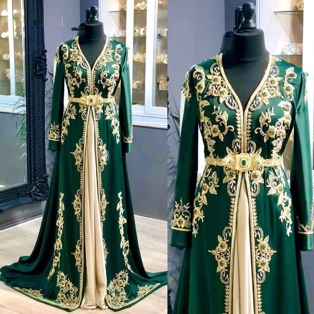 『Cheap!!!』- Elegant Green Prom Dress Crystal Beading Satin A-Line
Muslim Evening Dresses 2020 V-Neck Embroidery Dubai Party Dress vestidos