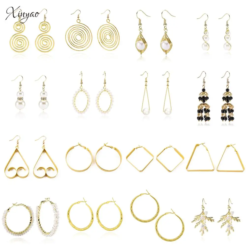 

Hollow Metal Simulated Pearl Pin Long Dangle Earrings for Women Irregular Drop Earring Gold Color Pendientes Fashion Jewelry