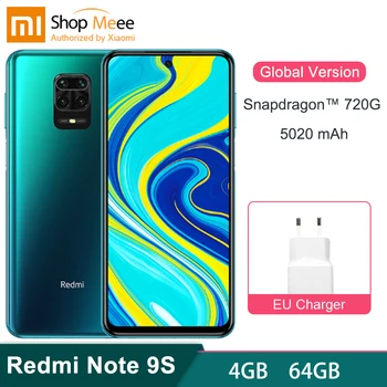 

Global Version Xiaomi Redmi Note 9S 4GB 64GB Smartphone Octa-core 6.67'' FHD Snapdragon 720G 5020mAh 48MP 4 Cameras 18W Charger