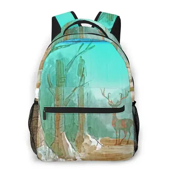 

Travel Backpack School Bags Forest Background Shadowbox Forest Deer Trees Bookbag for Teenage