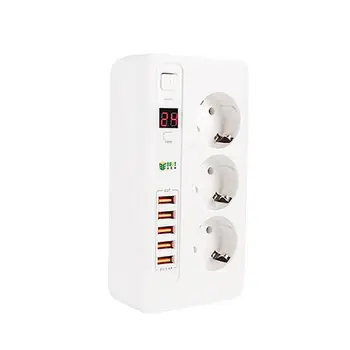 

Smart Extension Socket Timer ON/OFF Surge Protector 3 Universal Outlet Power Strip 5 USB 5V 3.4A Quick Charging Socket