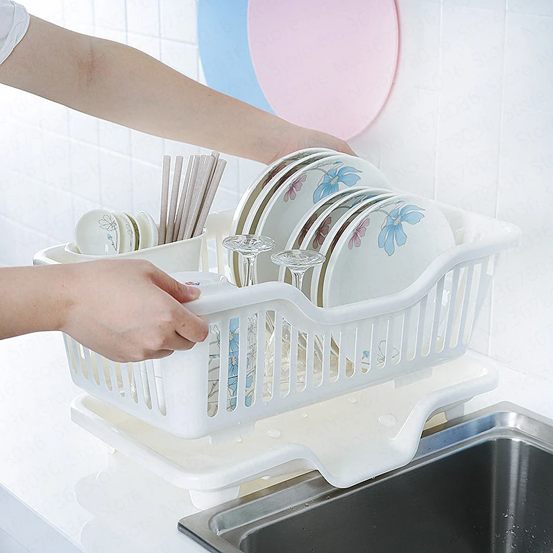 Japanese drain dish rack kitchen plastic leaking tray bowl filter water drying tableware | Дом и сад