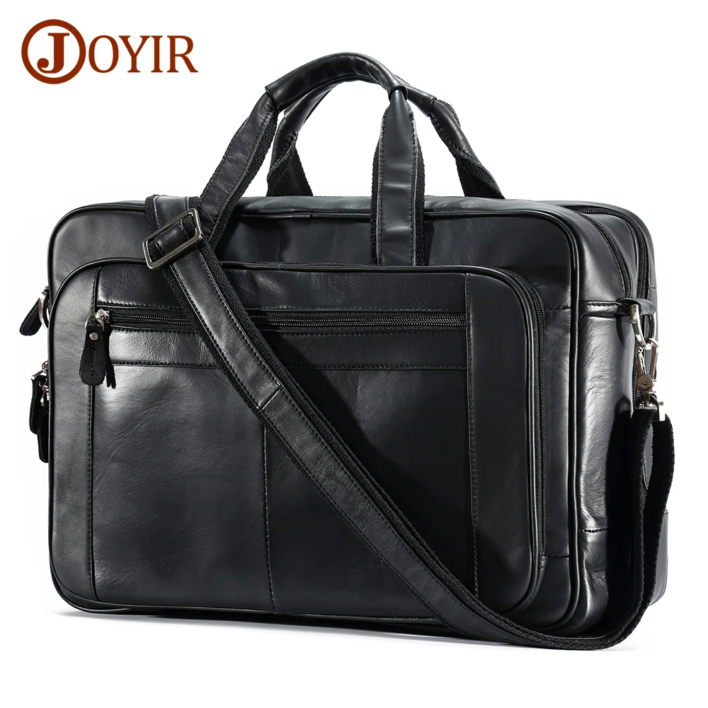 

JOYIR Genuine Leather Men's Briefcase Business Travel Bag 15.6" 17" Laptop Portfolio Office Messenger Shoulder Bags Handbag