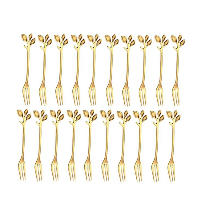 20 db Rozsdamentes Acélból Készült Síkképernyős Gyümölcs Villák Étkészlet Előétel Snack Desszert Villa Konyha Asztali Levél Alak-Abux