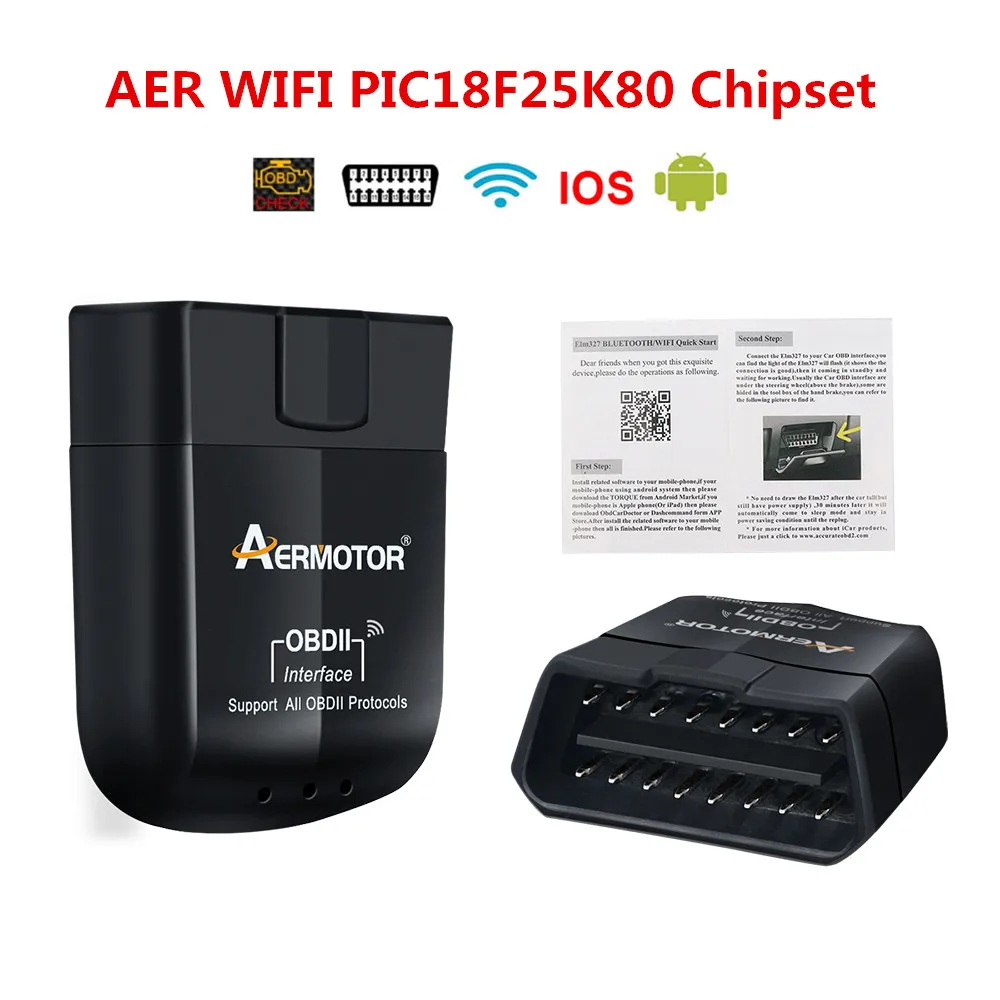 Interface ELM327 WIFI V1.5 - Lecteur de Code OBD2, Scanner Diagnostique Automatique pour Android/PC/IOS