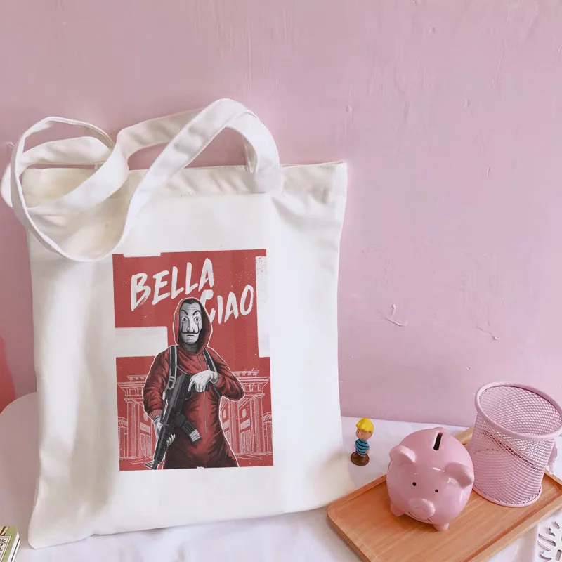Наплечные сумки Money Heist сумка для покупок La Casa De Papel Camiseta повседневная панк-сумка с