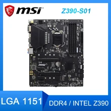 MSI – carte mère Z390 S01 pour ordinateur de bureau, composant pc, compatible avec processeurs Intel Z390, USB3.1PCI E, 3.0, i9 9900K, socket lga 1151, type de mémoire DDR4, compatible avec processeurs ATX i5 9600T