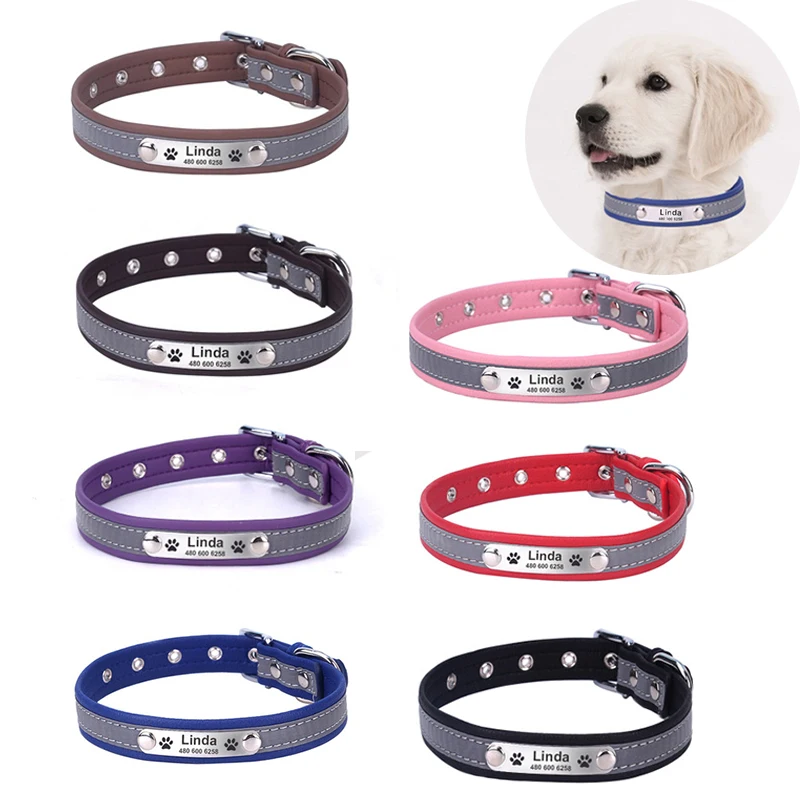 Xs Dog Accessories
 XS 2XL Adjustable Dog Collars Custom Personalized Reflective Pets Cat