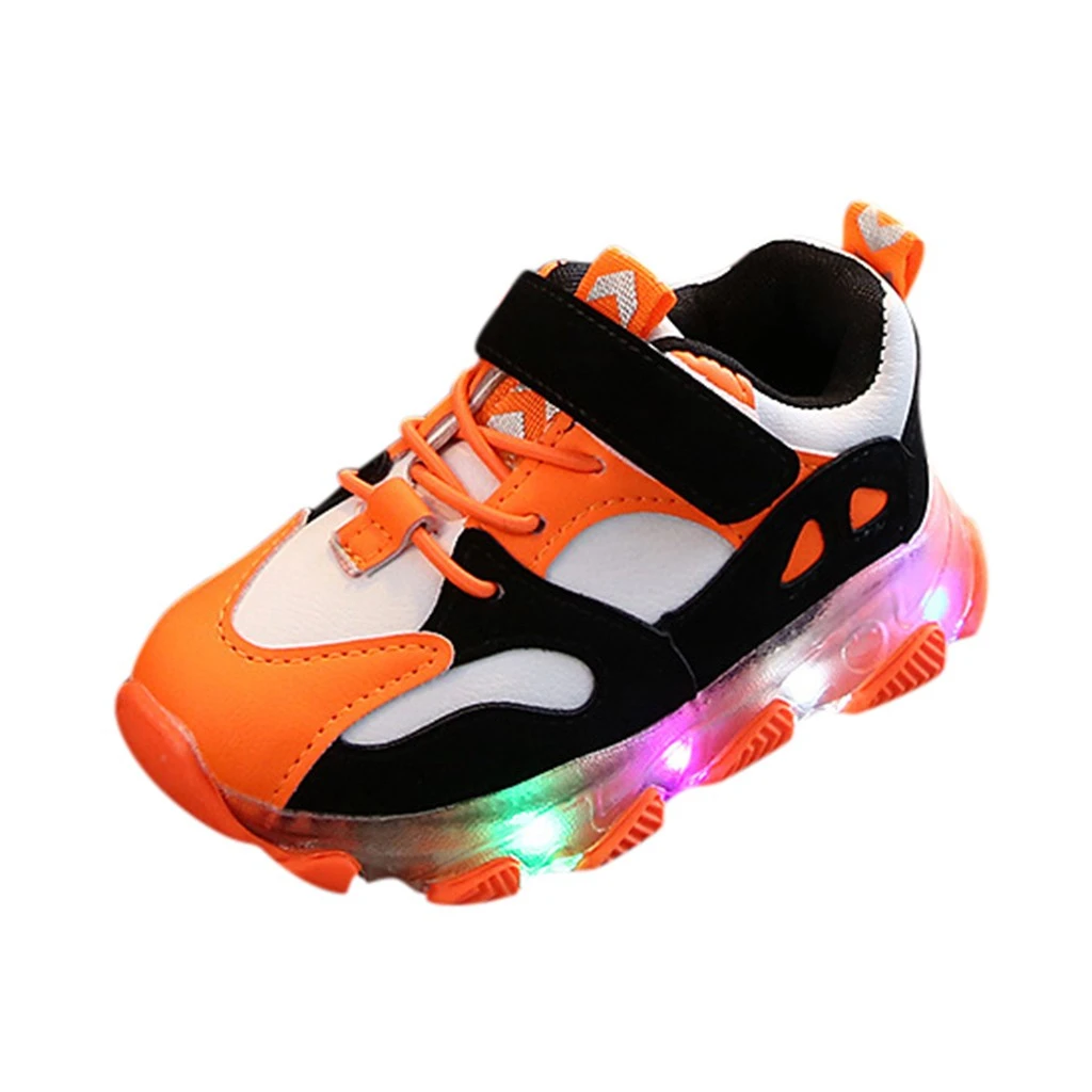 Кроссовки для мальчиков; детская обувь; сезон осень-зима; детская дышащая обувь для девочек; Светодиодный светильник; светящаяся спортивная обувь кроссовки; 1029 - Цвет: OR