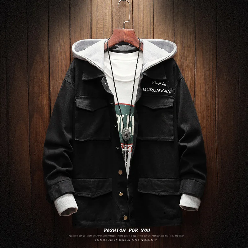 

Jacket Men's 2019 New Style Fashion Workwear-Style Jacket Japanese-style Retro Fold-down Collar Spring And Autumn Jacket Men's
