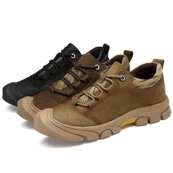 

Men's hiking sports shoes Genuine leather low tops outdoor mountaineering shoes rock climbing gym sneakers women Adulto support