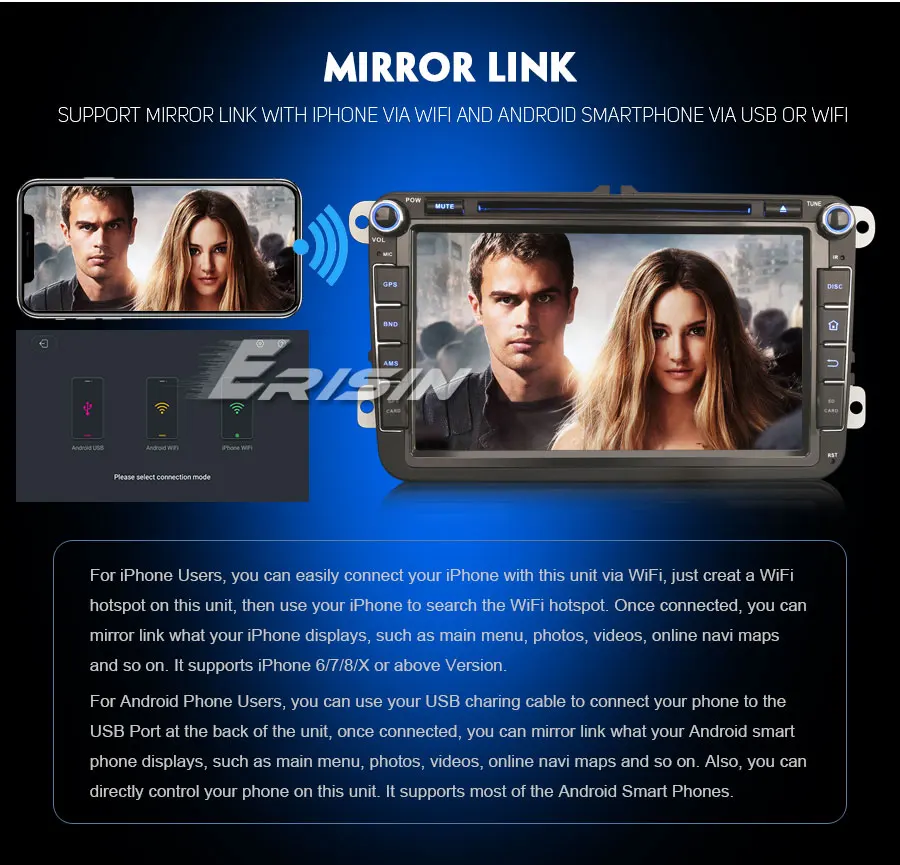 Top Erisin ES7715V 7 inch Android 9.0 Octa Core 4GB RAM Car DVD Radio BT for Passat Golf Tiguan Eos Seat Skoda 9