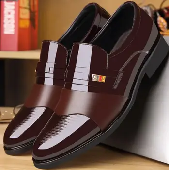 

New men's business dress shoes men's shoes fashion lazy single shoes men dress shoes zapatos de hombre men dress shoes leather