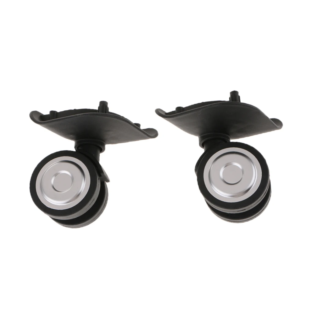 2 Packs Plastic Left & Right Luggage Suitcase Wheels Swivel Universal Casters Replacement Part (Dual Roller ) YJ-2016 Black