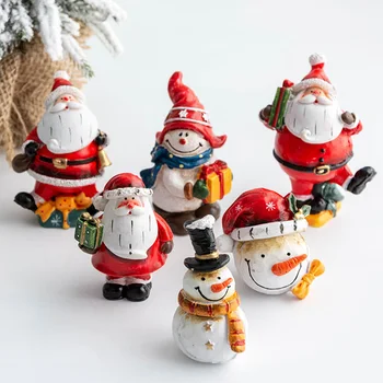 

4PCS Resin Santa Claus Snowman Adornments Xmas Desktop Ornaments (4 Styles)