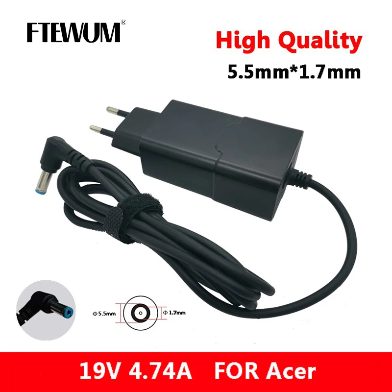 

FTEWUM 19V 4.74A 90W 5.5*1.7mm Laptop AC DC Adapter Charger For Acer M5-581G 4730ZG TMP243 E1-571G V5-531P TM8473 V5-551G Power