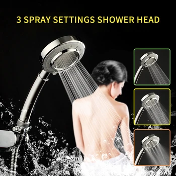 

3 Spray Settings Shower Head Water Saving High Pressure Handheld Showerhead G1/2 Adjustable Bathroom Shower Head