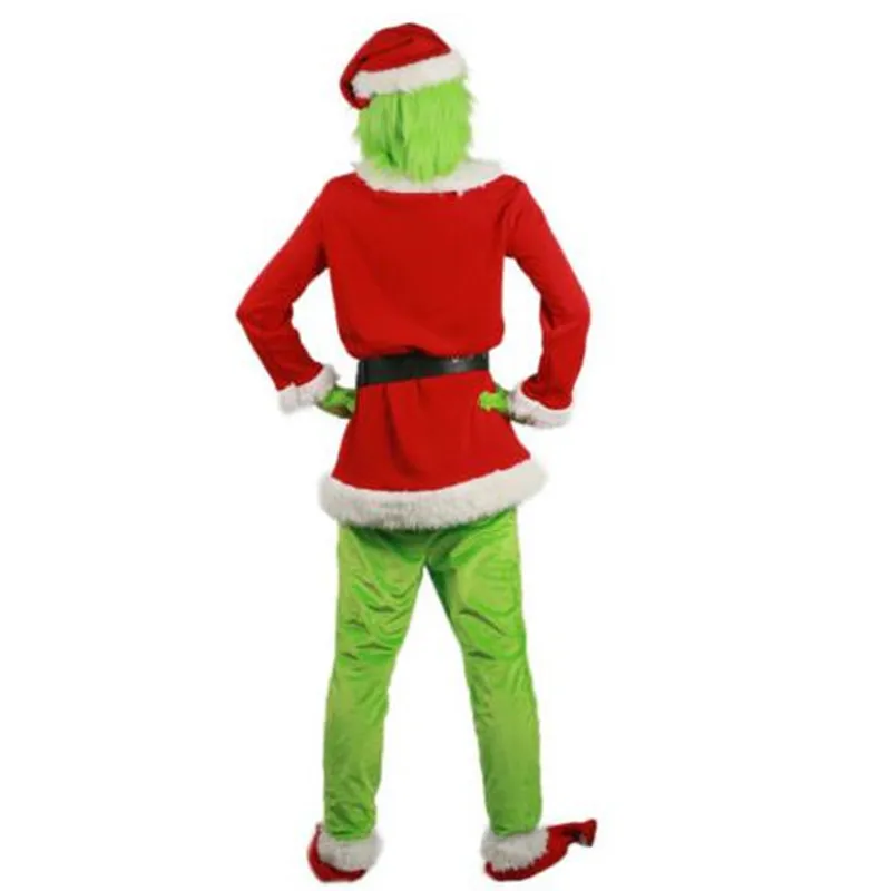 Christmas Dress Halloween COS Set Green Blame Grinch Party Costume Adult Male Suit