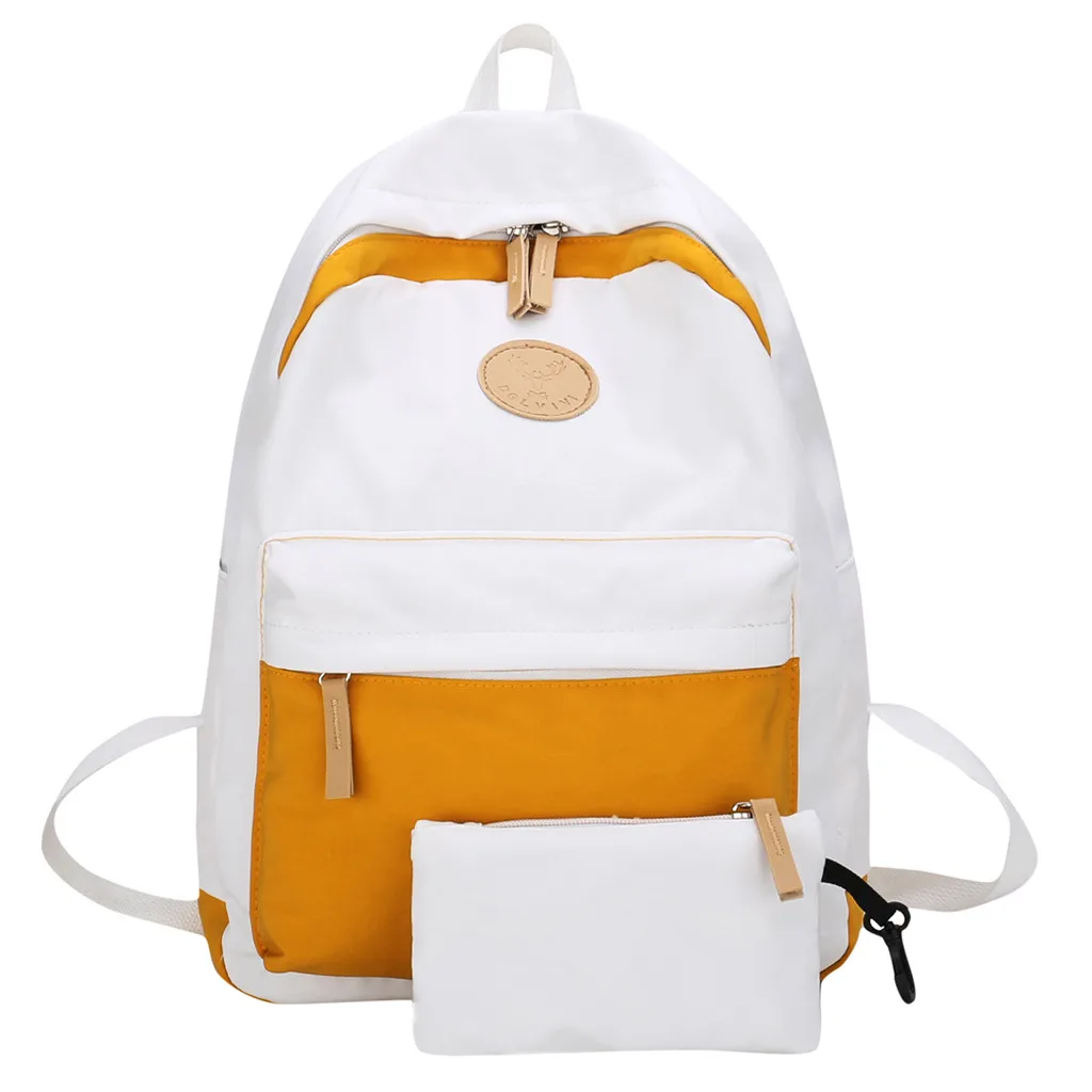 Однотонный рюкзак, школьная дорожная сумка, двойная сумка на плечо, сумка на молнии, Женский нейлоновый рюкзак для кампуса, рюкзак для девочек-подростков, дропшиппинг - Цвет: Цвет: желтый