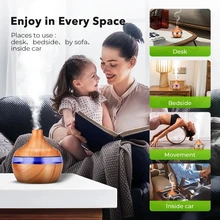 

Electric Air Humidifier Essential Aroma Oil Diffuser Ultrasonic Wood Grain Humidifier USB Mini Mist Maker LED Light