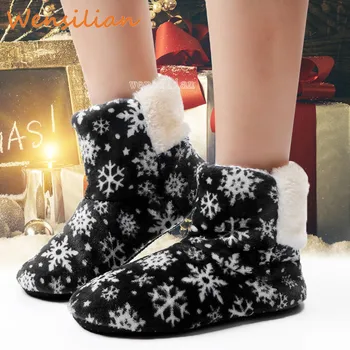 

Fur Slides House Home Flat Slipper Women Winter Shoes Warm Furry Slippers Indoor Shoes Christmas Ladies Pantufa Chaussures Femme