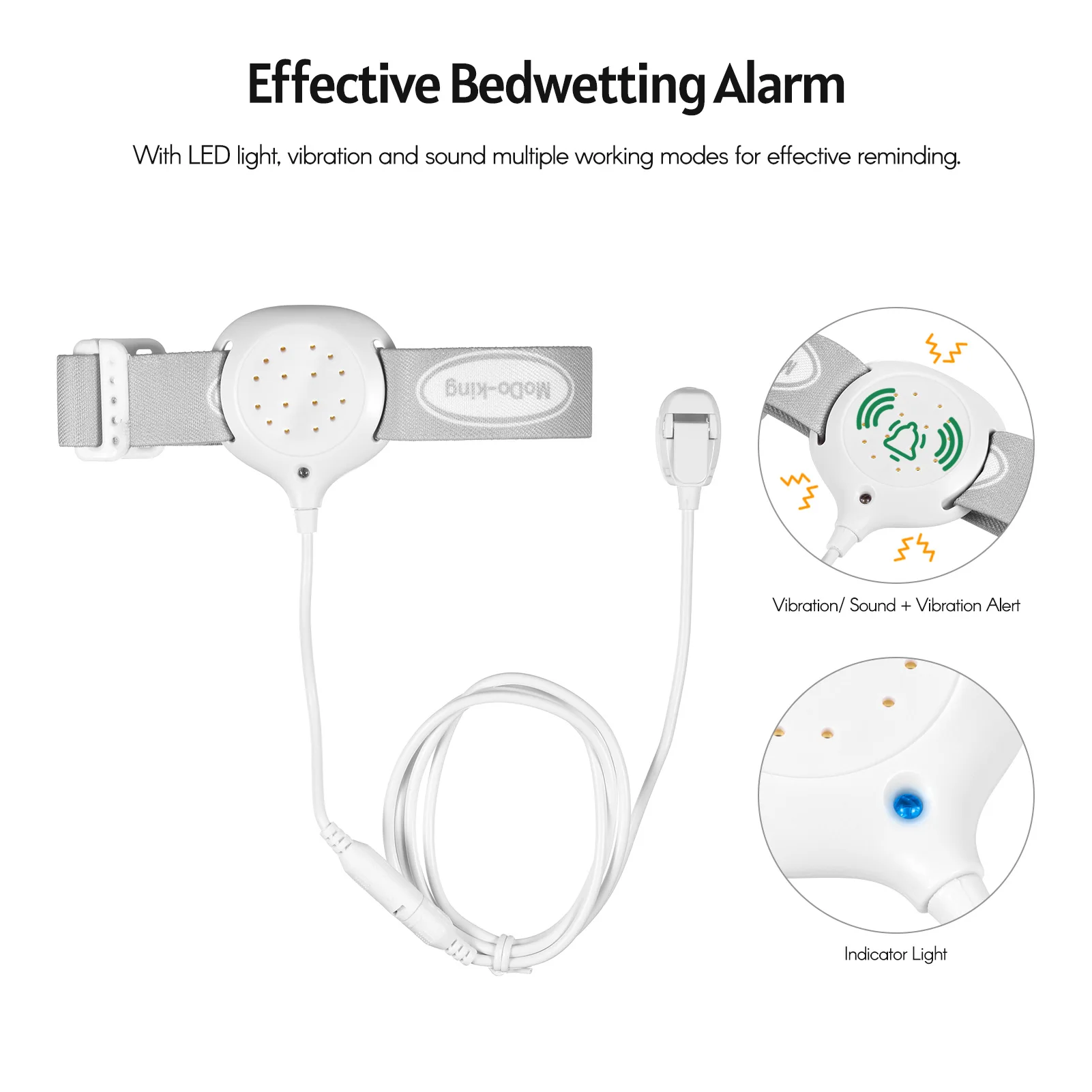 MA-108-2 Bedwetting Alarm Enuresis Alarm with Light Sound and Vibration button cell replaceable for Boys Kids Children Adults