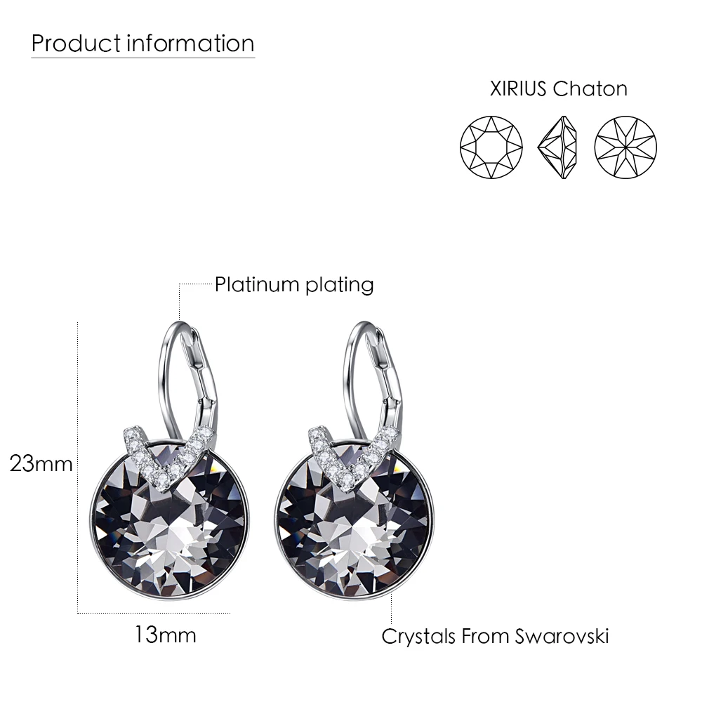 Круглые серьги-гвоздики с кристаллами Swarovski Bella V для женщин, новые модные женские серьги, ювелирные изделия для свадебной вечеринки, подарок для мамы и девочки