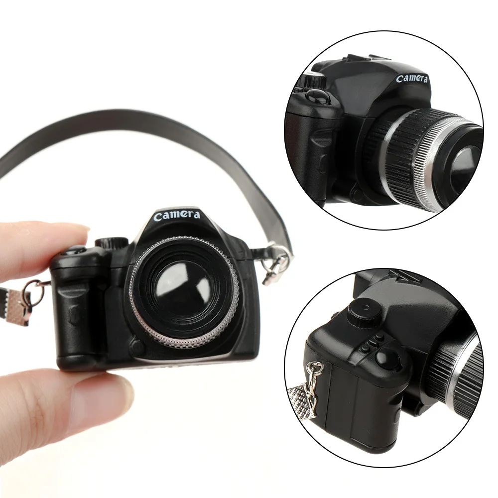 Doll Accessories Plush Doll Accessories 1:12 Scale Miniature Dolls Camera With Black Belt Mini SLR
