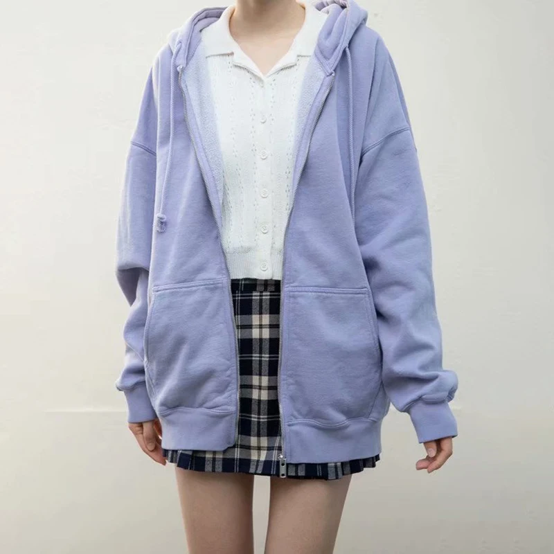

Oversize Girls Soft Hooded Fleece Jackets 2022 Spring Fashion Ladies Vintage Cotton Coats Streetwear Women Chic Long Outerwear