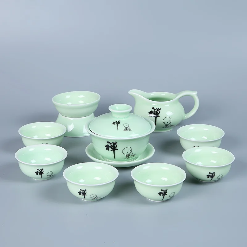 Стильный чайник с ручной росписью Celadon набор термостойкий чайный набор кунг-фу чайник офисная Бытовая Питьевая утварь WSHYUFEI