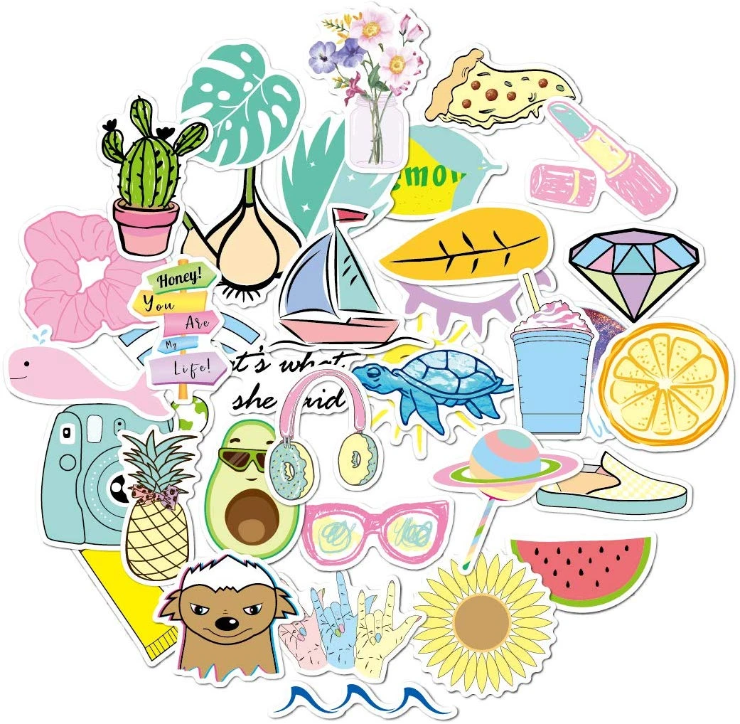 cute nature vsco girl stickers big 35 pack waterproof aesthetic trendy stickers for water bottles laptop hydro flask phone car stamps toys aliexpress
