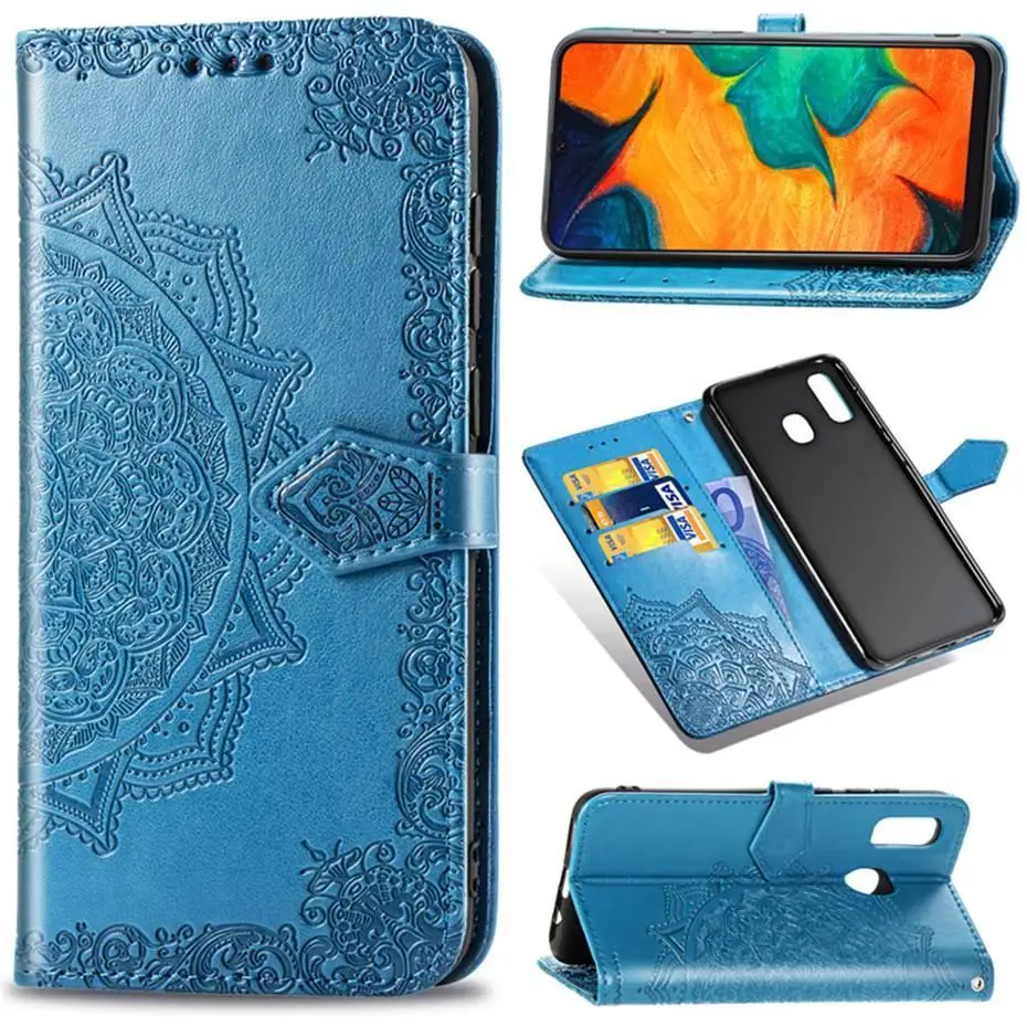 Для samsung Galaxy A20 A10E A60 A30 A50 S A40 A80 A70 Чехол кошелек с мандалой кожаный флип чехол для Galaxy M10 M20 M30 M40