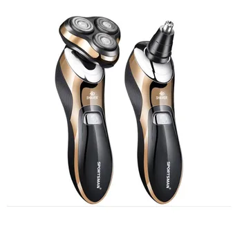 

Electric shaver 2 in1 rechargeable razor nose hair trimmer 3D intelligent three-blade rotating beard razor full body washable