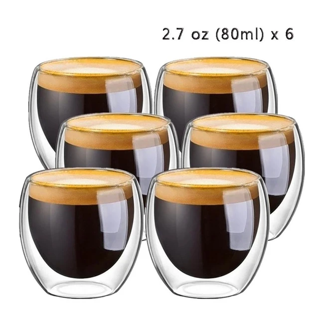 Tasse à café en verre à double paroi transparente isolée, tasse à thé  résistante à la chaleur, sans plomb, expresso, standard, 150ml - AliExpress