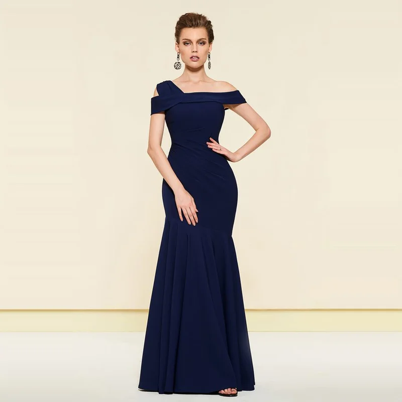 

Elegant Mother of The Bride Dress One Shoulder Sleeveless Mermaid Wedding Party Gowns Floor-Length Mother Dresses for Wedding