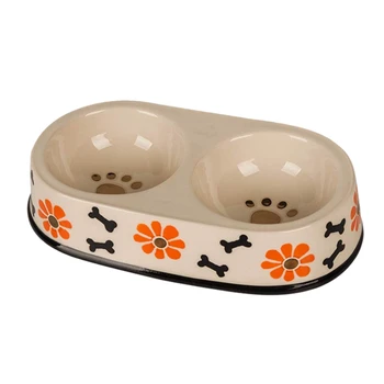 

Practical Pet Feeder Double Ceramic Bowls Dog Bowl for Small to Medium Dogs and Cats