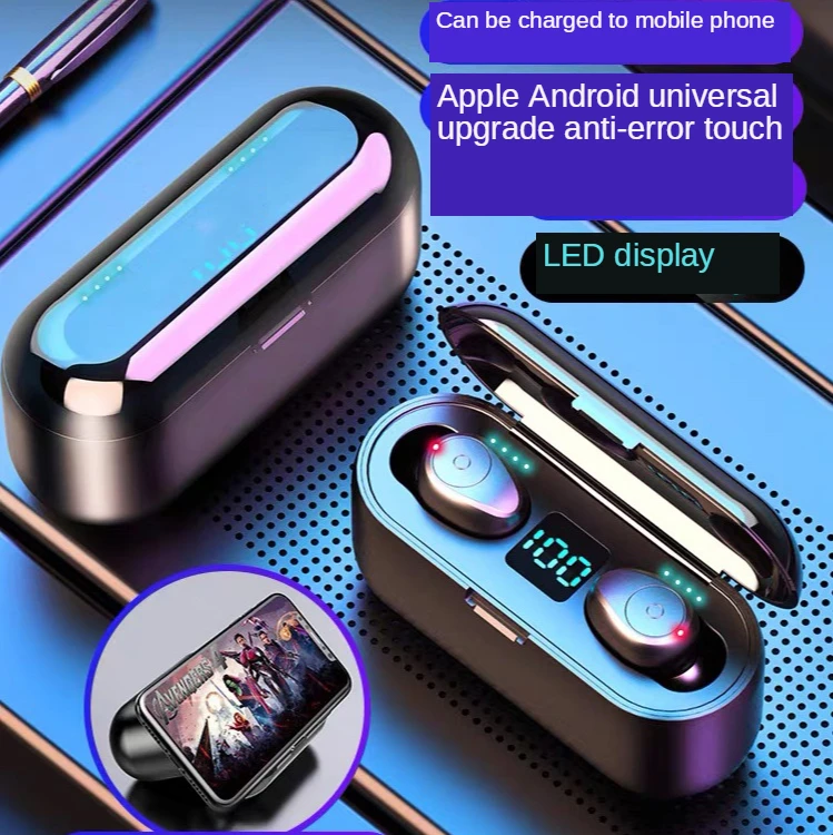 Free shipping touch Wireless bluetooth In ear waterproof movement Portable charging boxLED dual battery display Power on pairing