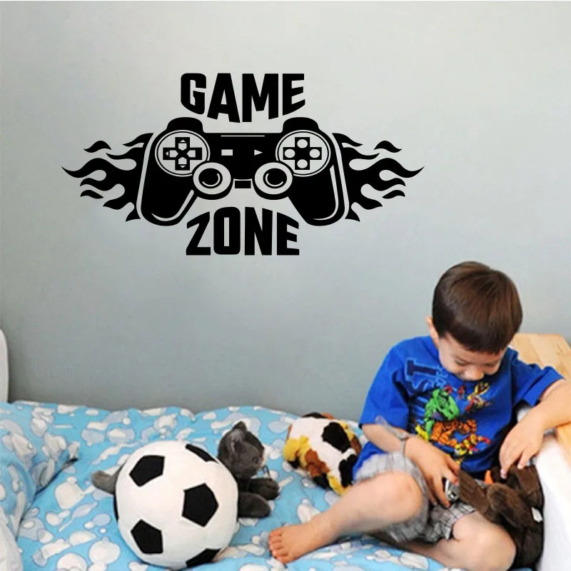 Play area wall stickers game player control removable engraving vinyl  children's room family play room decoration paintingSP-693