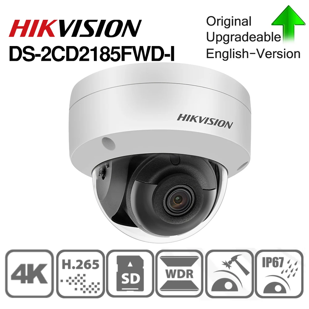 Câmera IP Hikvision OEM DT185-I = H.265 DS-2CD2185FWD-I CCTV Cúpula POE Interface de Áudio Alarme Slot Para Cartão SD Câmera de CCTV segurança