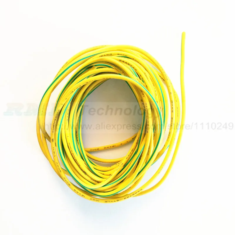 5 метров/лот супер гибкий 18AWG 22AWG 24AWG ПВХ изолированный провод электрический кабель, светодиодный, Авто Цвет выбирается кабель - Цвет: Yellow Green
