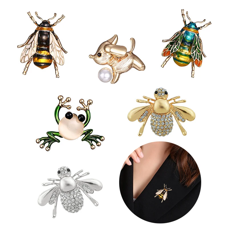 1pc New Fashion Bee Insects Bumblebee Pin for Women Crystal Rhinestone Delicate Novelty Chic Costume Casual Brooch Jewelry | Украшения и