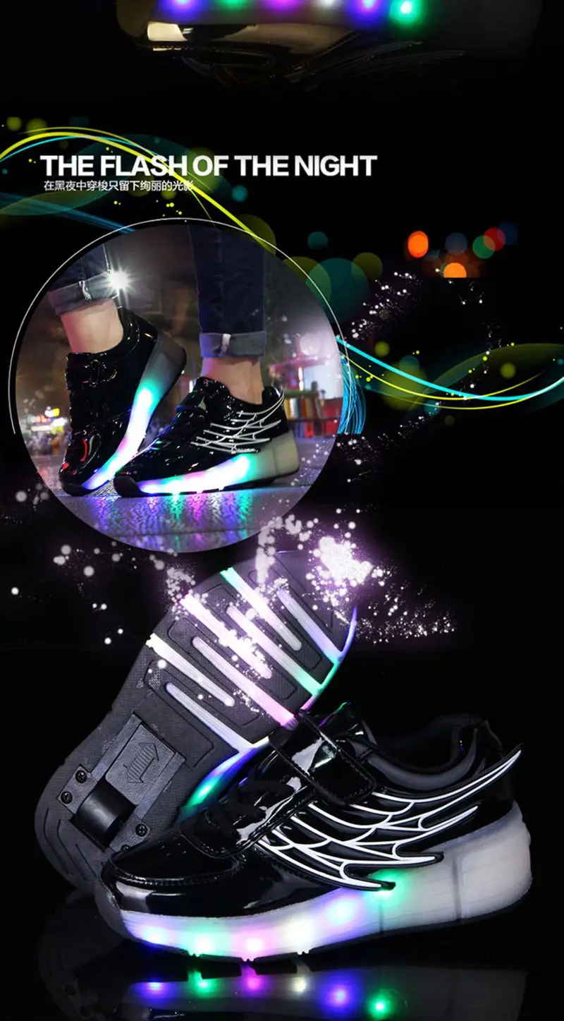 Детская обувь с светодиодный светильник s детские кроссовки для роликовых коньков с колесами светящийся светодиодный светильник для мальчиков и девочек Zapatillas Con Ruedas