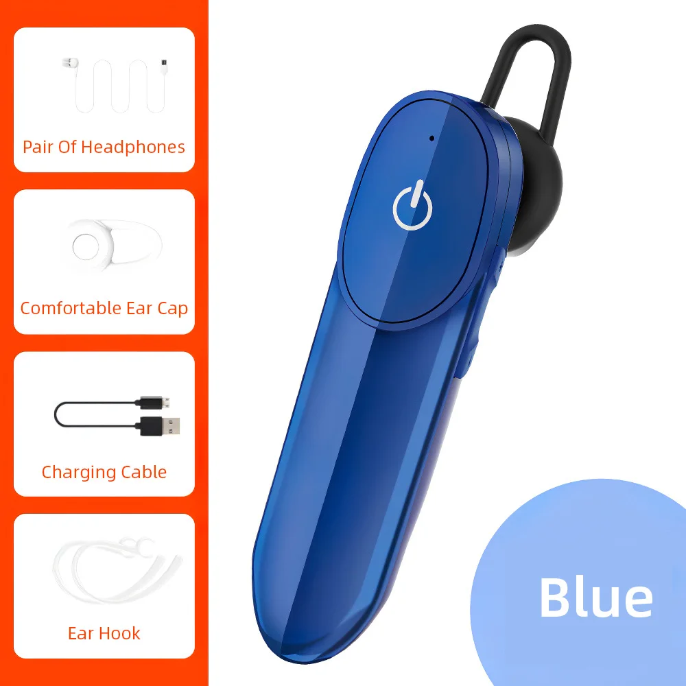 Синий Водонепроницаемые наушники, Bluetooth, бизнес наушники, беспроводная гарнитура 5,0 D16, спортивные наушники с микрофоном, длительным временем ожидания, наушники для huawei - Цвет: Синий