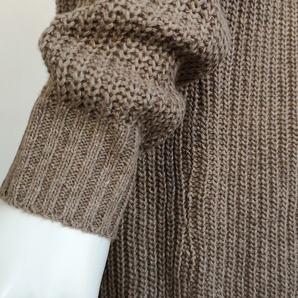 Осень Зима Водолазка с открытыми плечами вязаный свитер платье для женщин сплошной тонкий размера плюс длинные пуловеры вязаный джемпер